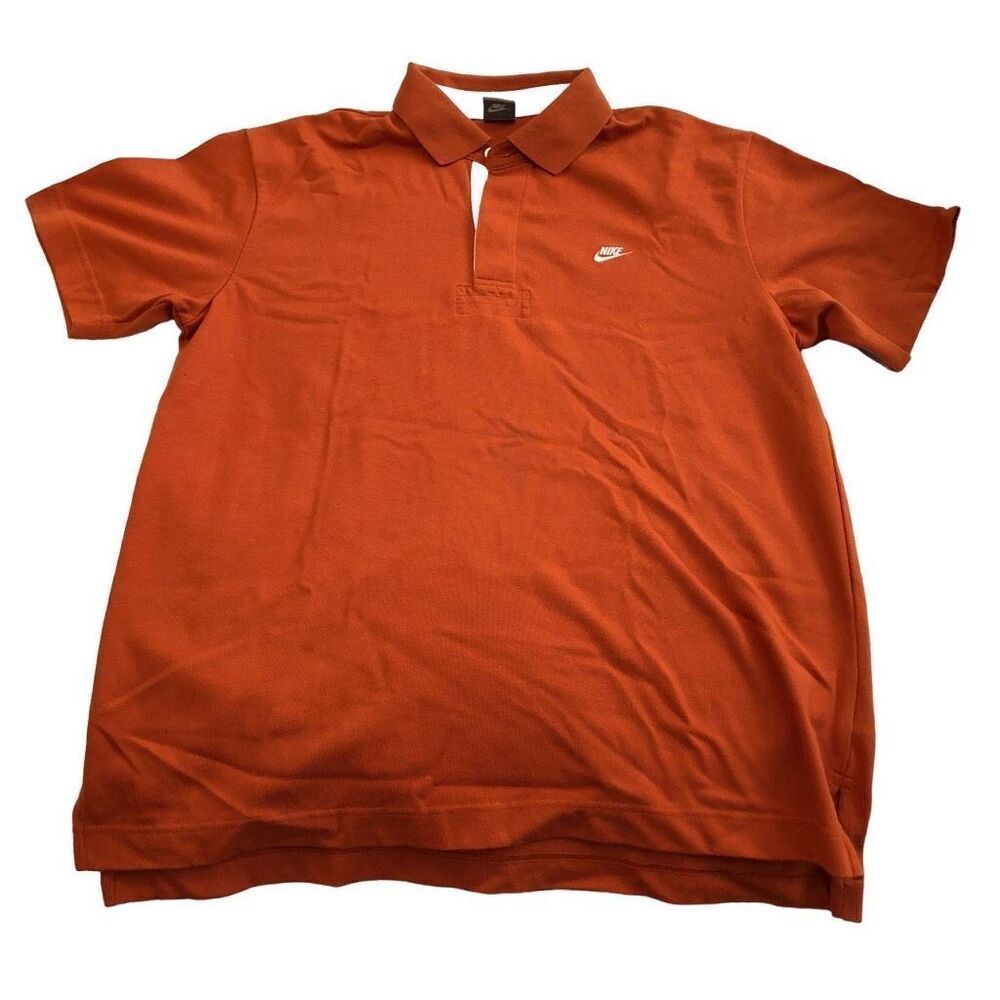 Nike Mens Rugby Polo L Short Sleeve Texas Orange Sport Casual Business Collared